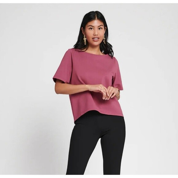 Betabrand Tops - Betabrand New Pink Stretch Top Boxy Hi-Low L